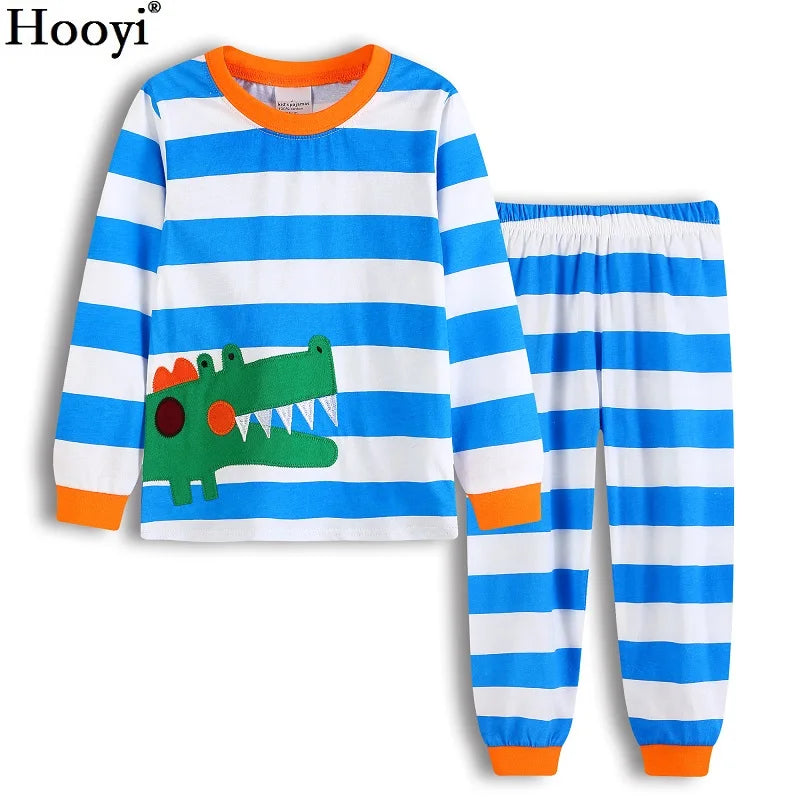 Excavator Children Pajamas Sets Kids Sleepwear Suit Sleeved T-Shirts Trousers Boy Clothes Pj's Infant Pijama Fashion Tops Pant