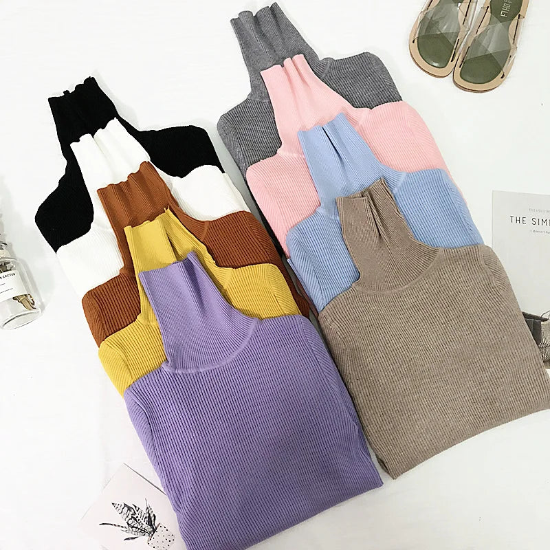 Sweaters 2023 Winter Tops Turtleneck Sweater Thin Pullover Jumper Knitted Sweater Pull Femme Hiver Truien Dames New