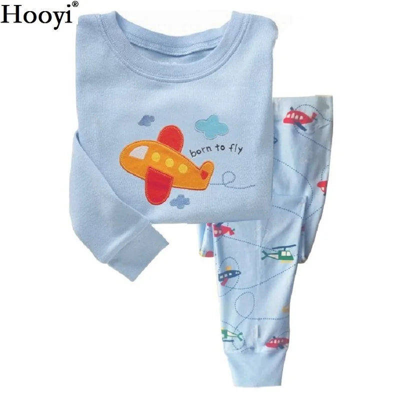 Excavator Children Pajamas Sets Kids Sleepwear Suit Sleeved T-Shirts Trousers Boy Clothes Pj's Infant Pijama Fashion Tops Pant