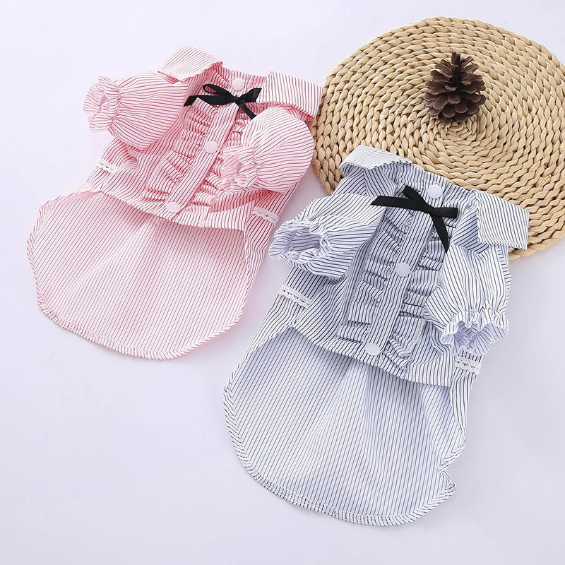 Soft Puppy Dog Clothes Summer Pet Dress for Small Dogs Cats Shih Tzu Sphinx Dresses Shirts Cat T-shirt Mascotas Skirt Clothing