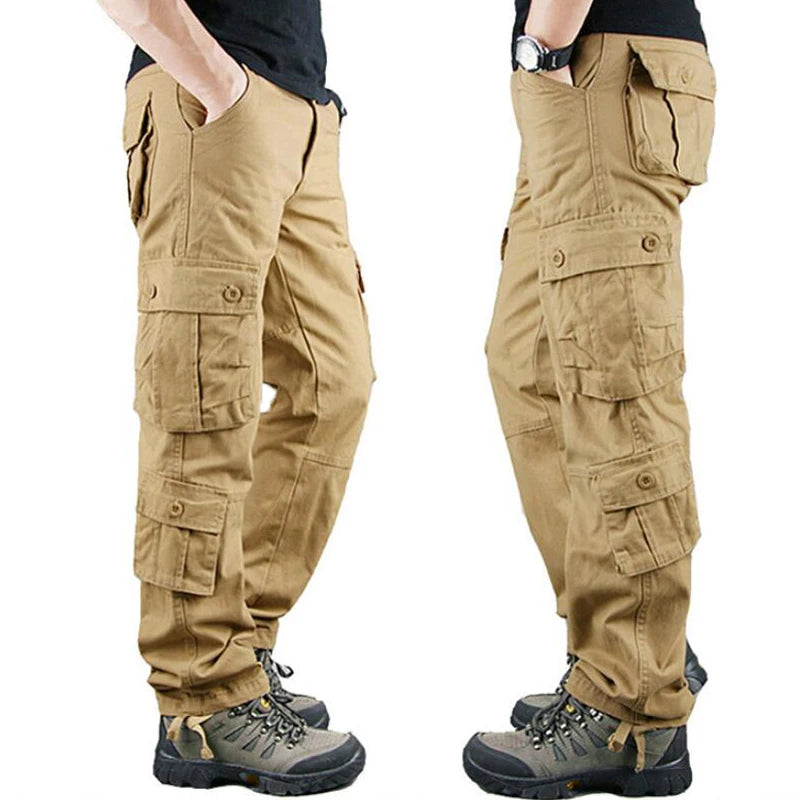 Pockets Pants Men Casual Cotton Straight Trousers Shorts Pantalon Mens Sports Outwear Joggers Sports Cargo Tactical Pants Big