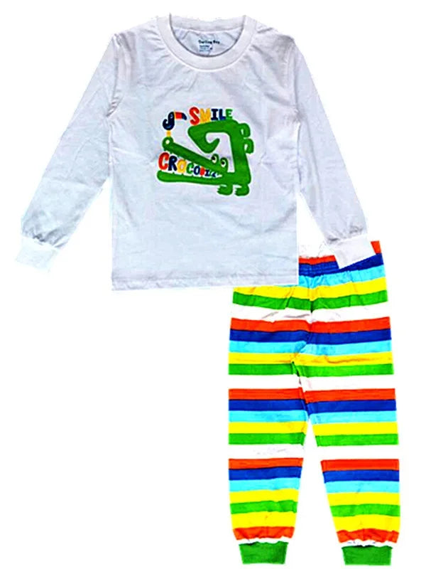 Excavator Children Pajamas Sets Kids Sleepwear Suit Sleeved T-Shirts Trousers Boy Clothes Pj's Infant Pijama Fashion Tops Pant