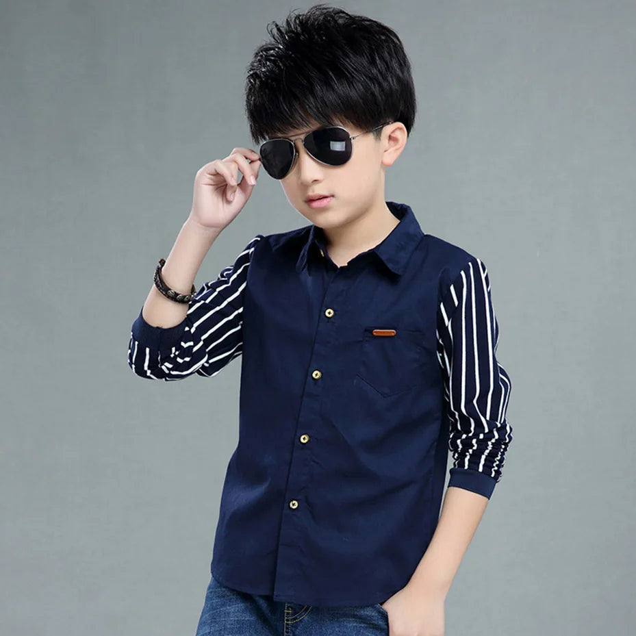Teenage Boys Shirts School graduation Shirt for Boys Turn Down Collar Shirt For kindergarten Kids White Clothe 6 8 10 12 14 Year