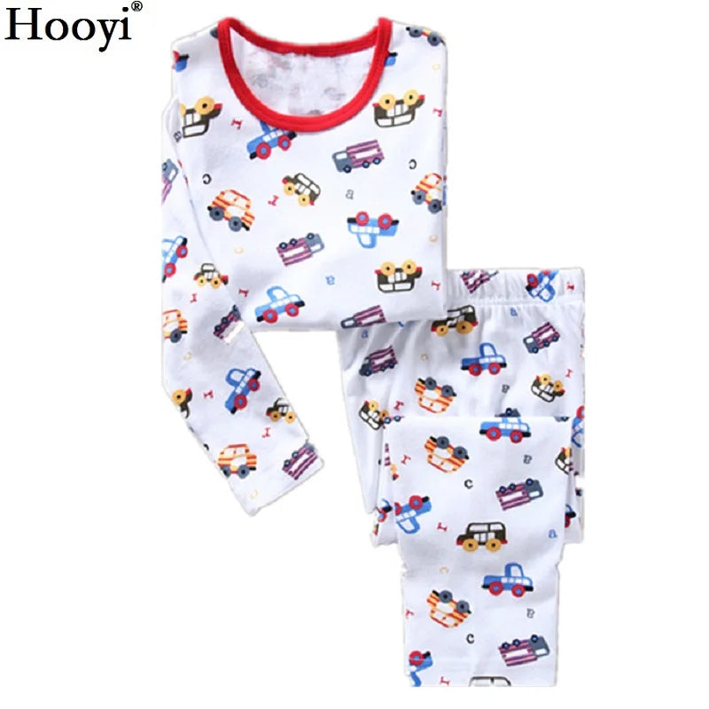 Excavator Children Pajamas Sets Kids Sleepwear Suit Sleeved T-Shirts Trousers Boy Clothes Pj's Infant Pijama Fashion Tops Pant