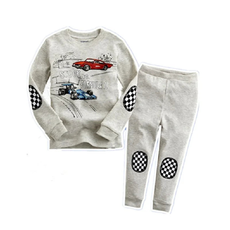 Excavator Children Pajamas Sets Kids Sleepwear Suit Sleeved T-Shirts Trousers Boy Clothes Pj's Infant Pijama Fashion Tops Pant