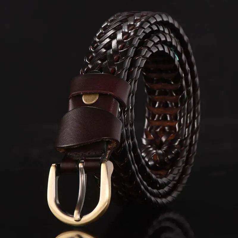women Braided Belt For Men's Woven Belt Luxury Genuine Leather Cow Straps Hand Knitted Designer Men For Jeans Girdle Male belts