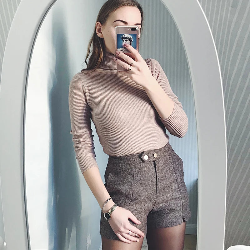 Sweaters 2023 Winter Tops Turtleneck Sweater Thin Pullover Jumper Knitted Sweater Pull Femme Hiver Truien Dames New