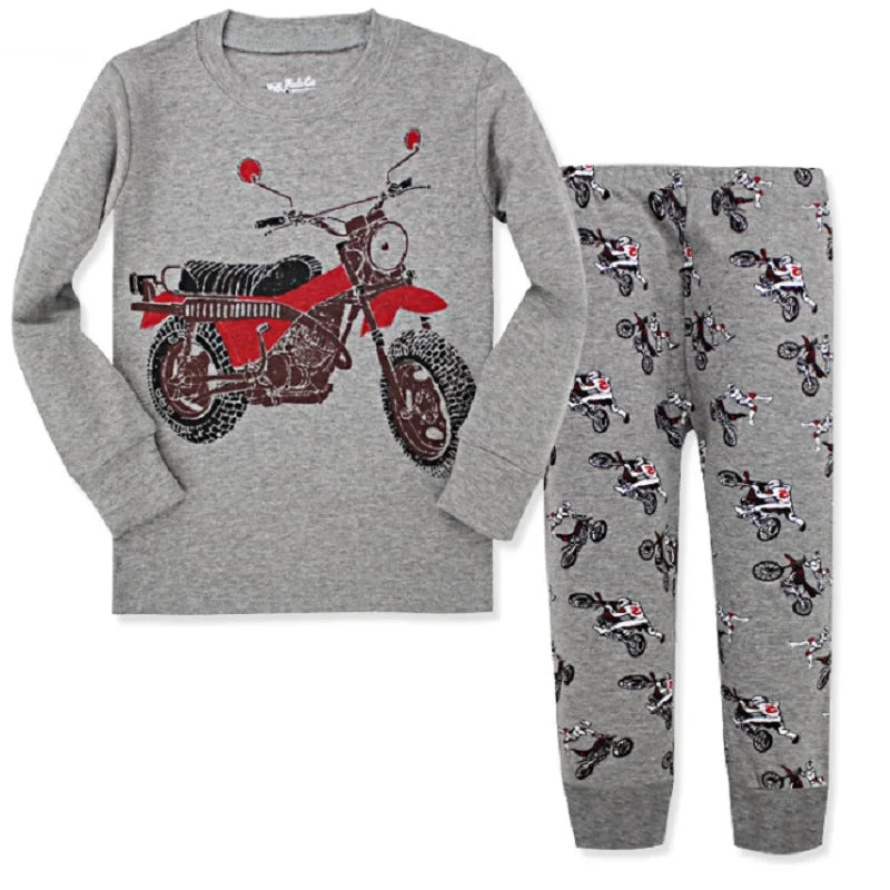 Excavator Children Pajamas Sets Kids Sleepwear Suit Sleeved T-Shirts Trousers Boy Clothes Pj's Infant Pijama Fashion Tops Pant