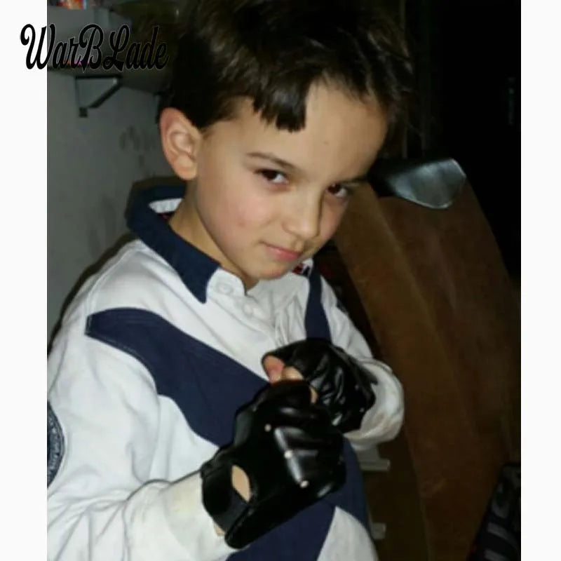 WarBLade 5-13 years kids gloves boys girls leather golves half fingerless glove half-finger children sport waterproof mittens