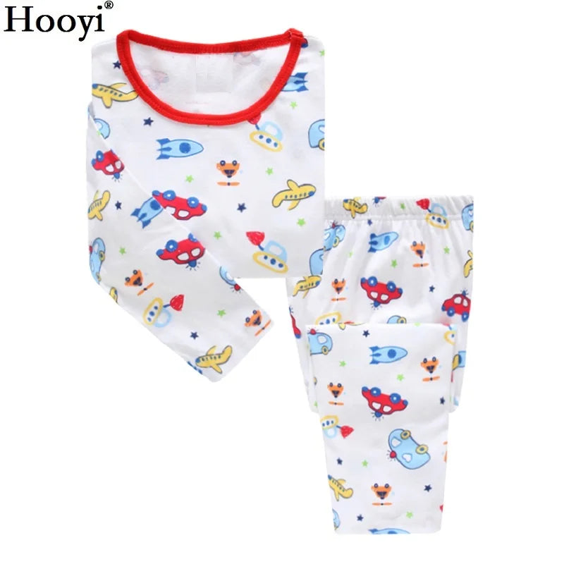 Excavator Children Pajamas Sets Kids Sleepwear Suit Sleeved T-Shirts Trousers Boy Clothes Pj's Infant Pijama Fashion Tops Pant