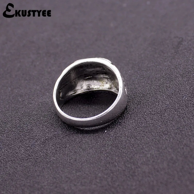 High Quality Male Rings Jewelry for Men Bohemian Style Antique Silver Plated Punk Rings for Men