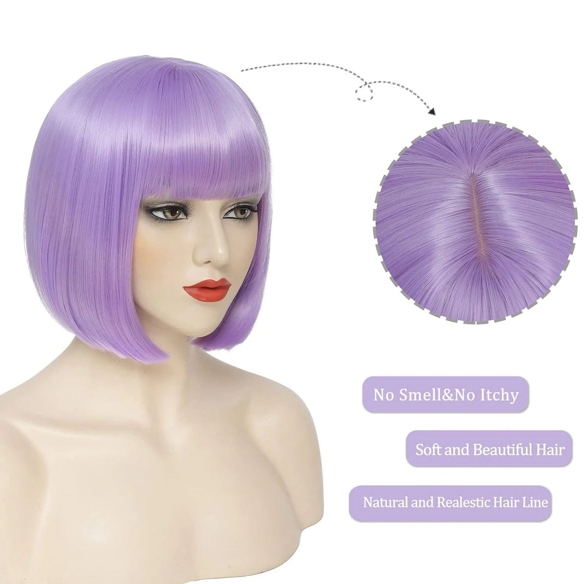 Short Black Straight Wig with Bangs Women Bob Shoulder Length Wigs Heat Resistant Fiber Synthetic Hair Wigs Natural Looking