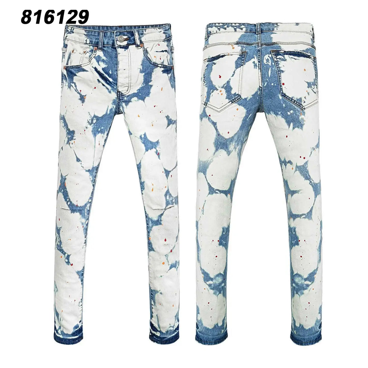 Wholesale Streetwear Jeans Pleated Tapered Trousers Men Elastic Damaged Beggi Pants Slim Fit Jeans