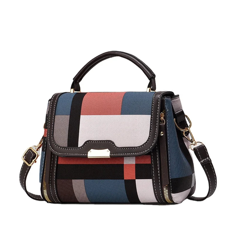 2024 New Contrast Color Small Bag Lingge Trendy Versatile One Shoulder Casual Crossbody Bag19907