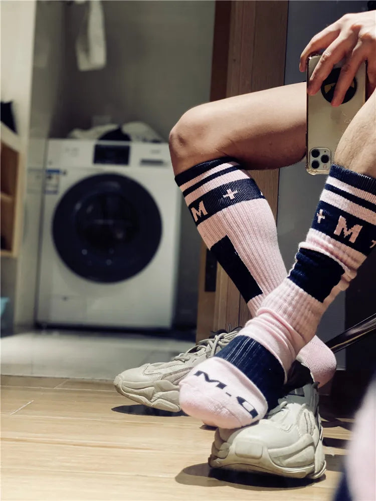 New Design Men Socks Fashion Male Gay Top Vers Bottom Socks Comfortable Football Sports Long Tube Cosplay Stocking Sock