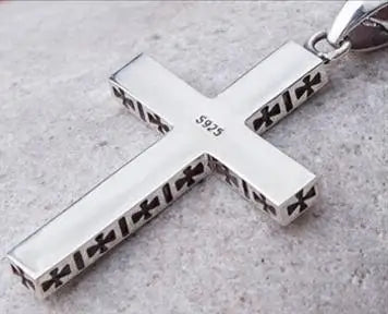 Trendy Black Cross Pendant Necklace For Men Choker Accessories Fashion Male Silver 925 Necklaces Jewelry Choker Women Bijou