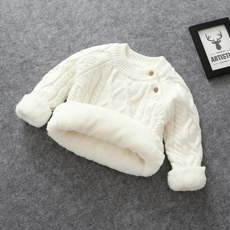Autumn Winter Kids Baby Boys Girls Sweaters Cartoon Wool Pullover Toddler Childrens Warm Sweater Coat Cardigan Thicken Outerwear