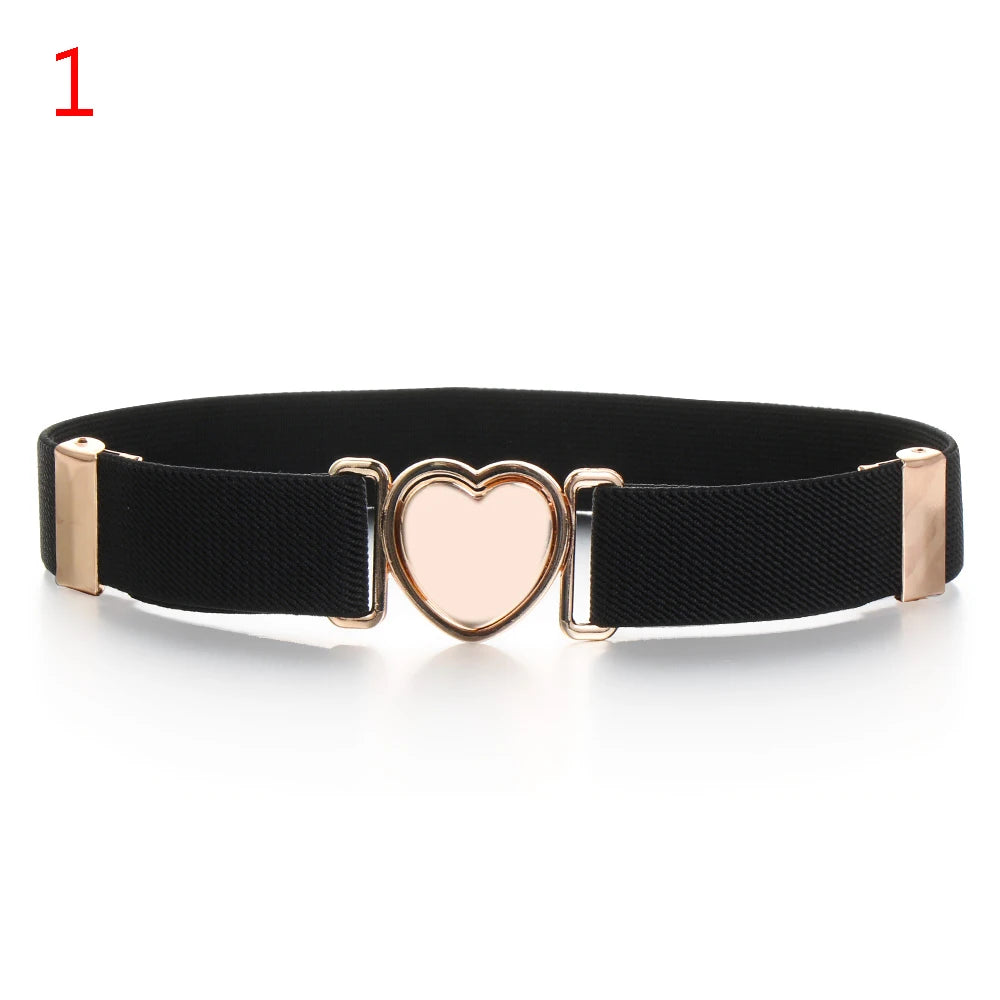 Adjustable Kids Elastic Belts Heart Belt Girl Dresses Stretch Waist Belt Multicolor Uniform Belt Clothing Decoration Accessorie