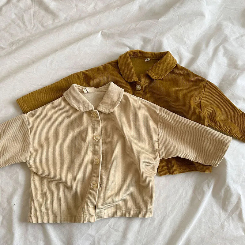 Kids Girls Coat Corduroy Shirt Tops Jacket