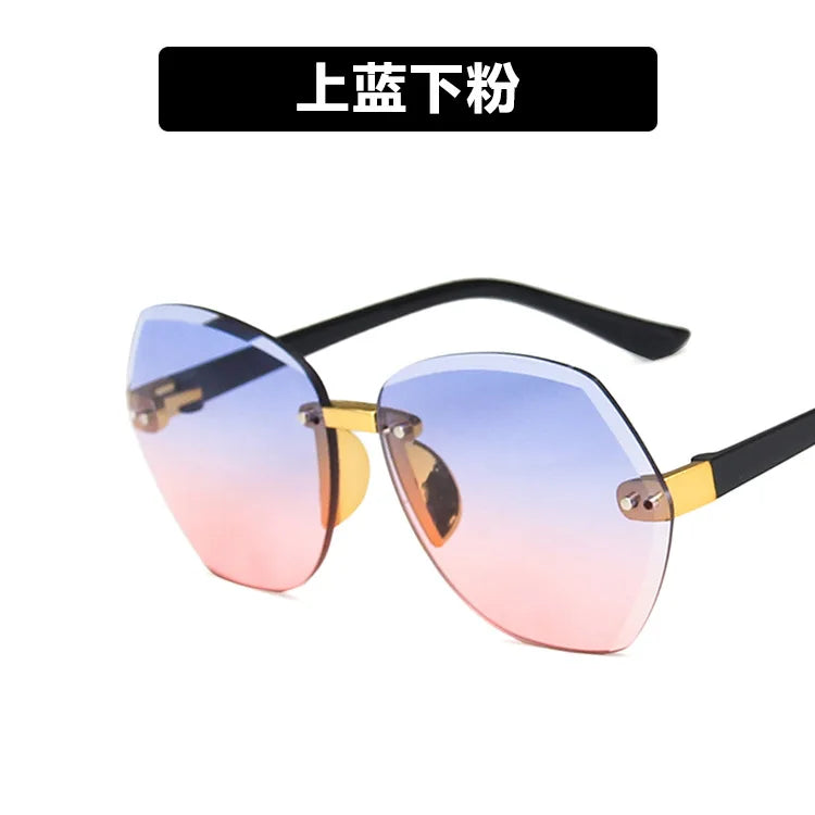 New Fashion Sunglasses for Kids Punk Oversize irregular Frameless Polygon UV400 Glasses Children Oculos De Sol Masculino