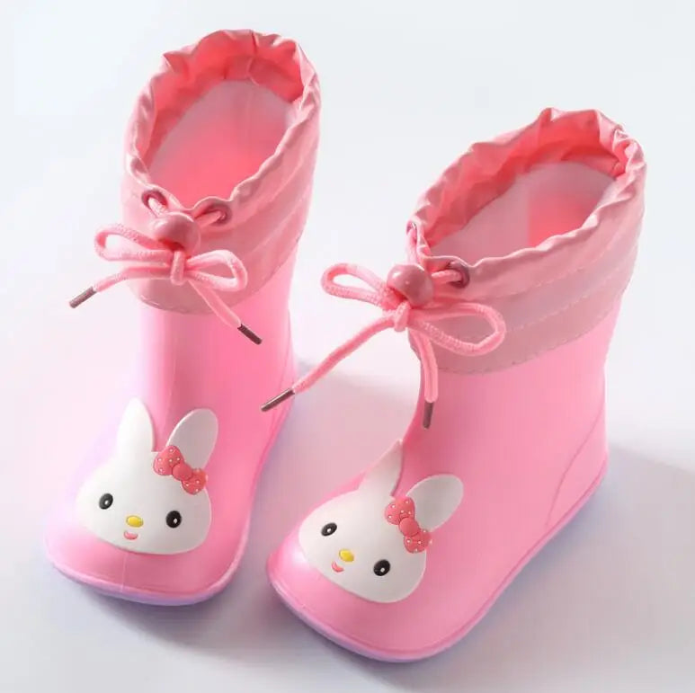 Classic Kids Rain Boots Rubber Boots For Children PVC Kids Baby Cartoon Shoes Water Shoes Waterproof Rain Boot Non-slip Warm