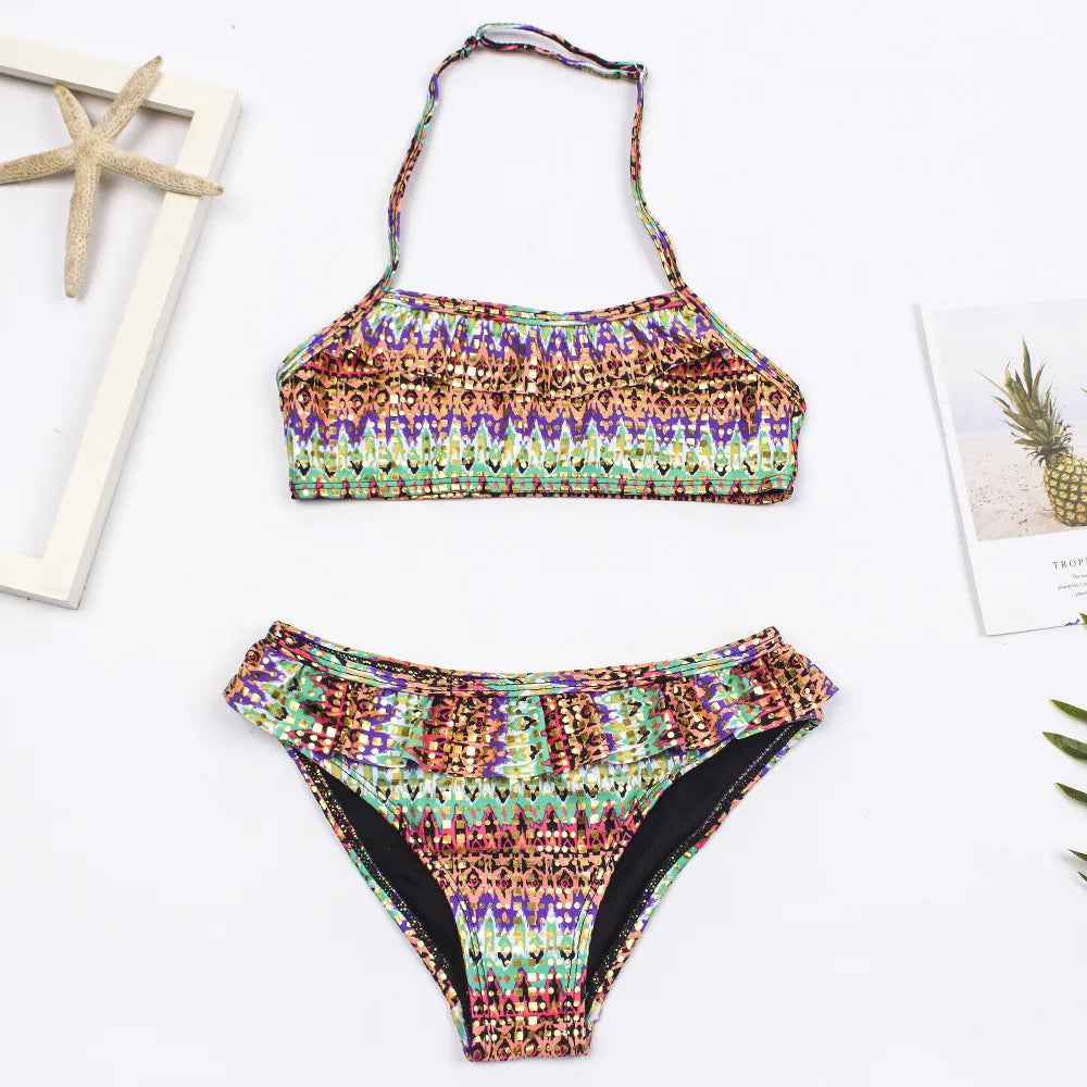2026 Children's Swimwear Two Piece Butterfly Swimsuit For Girls Halter Summer Bikini Sets Kids Swimsuits Lovely Swimming Suit