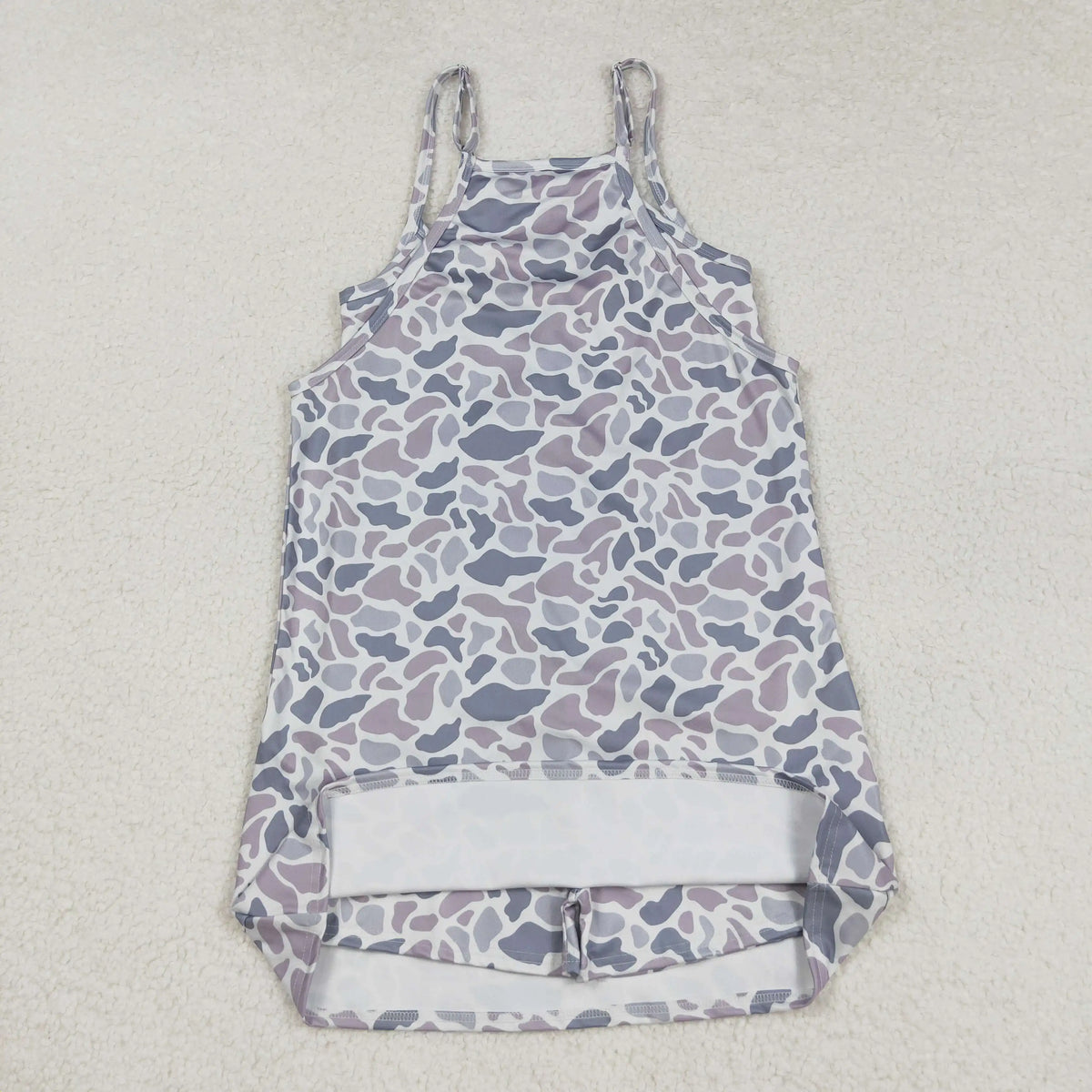 USA Warehouse Adult Women Strap Grey Camo Yoga Active Pockets Short Wholesale Boutique Knee Length Dress Ready to Ship No moq