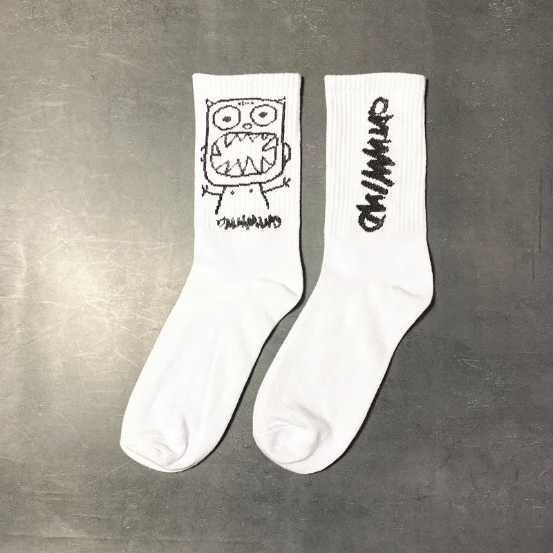Anime Socks Men Women Couples Grimace Tall Hip hop Wild Happy Funny Street Fashion Cartoon Korean College Style Basketball Socks