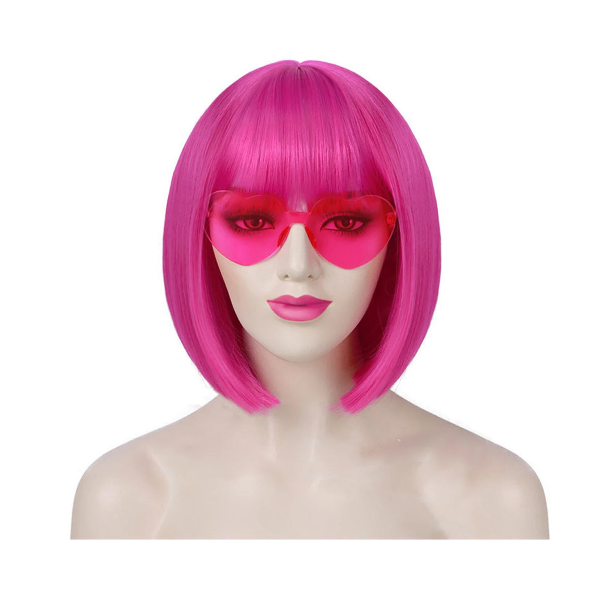 Short Black Straight Wig with Bangs Women Bob Shoulder Length Wigs Heat Resistant Fiber Synthetic Hair Wigs Natural Looking