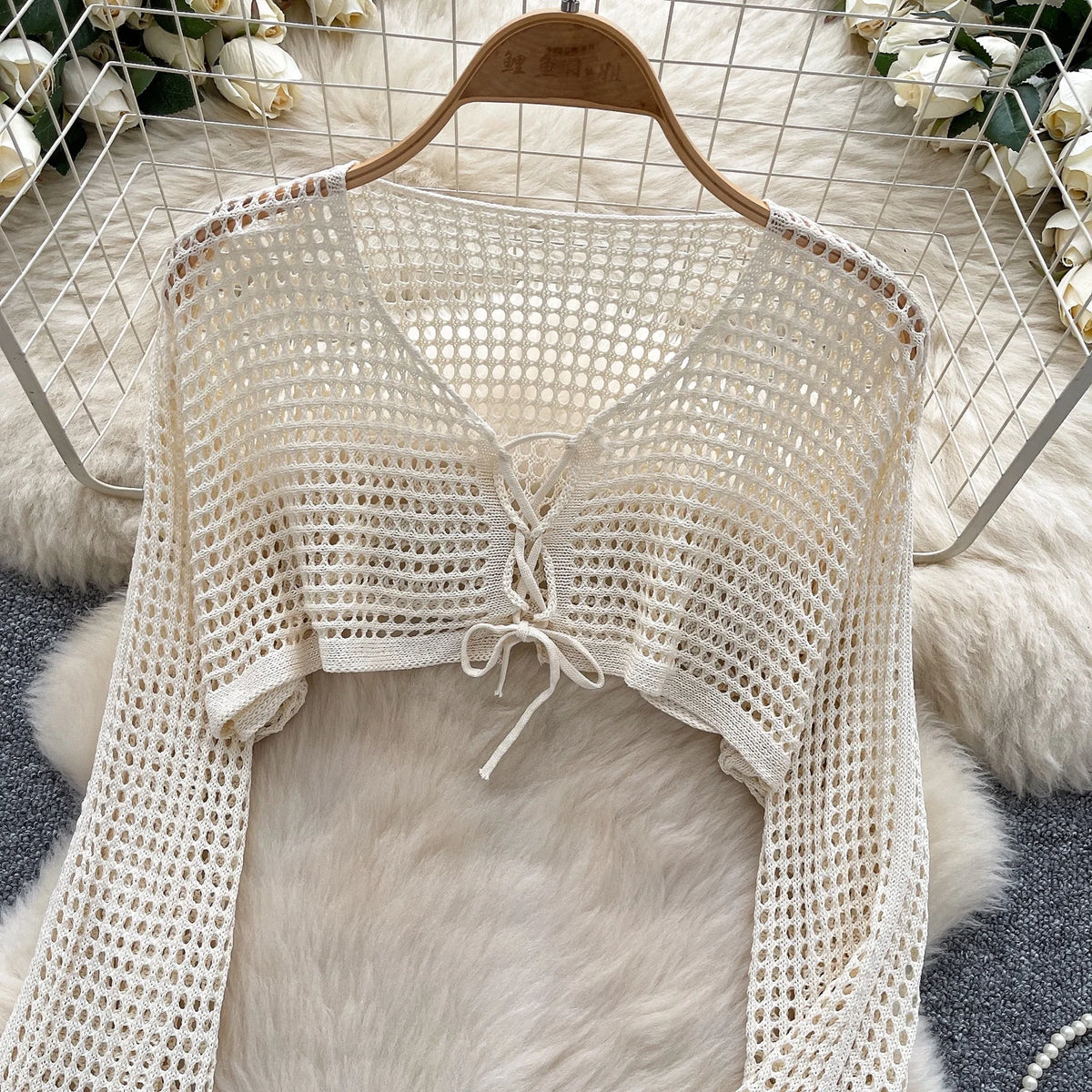 Small Fragrance square Neck Double Breasted Puffy Sleeve Sweater Women's Slim All Match Irregular Base Top