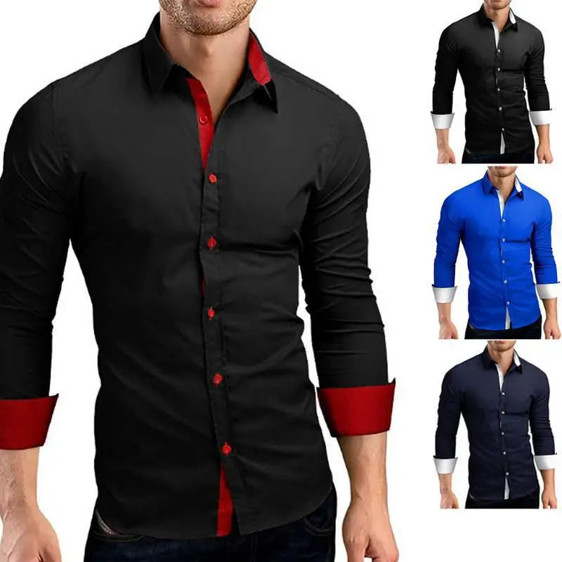 Casual Slim Fit Black Dress Shirts Men Brand High Quality Long Sleeve Full OEM Service Adults Solid Plain Dyed Smart Casual
