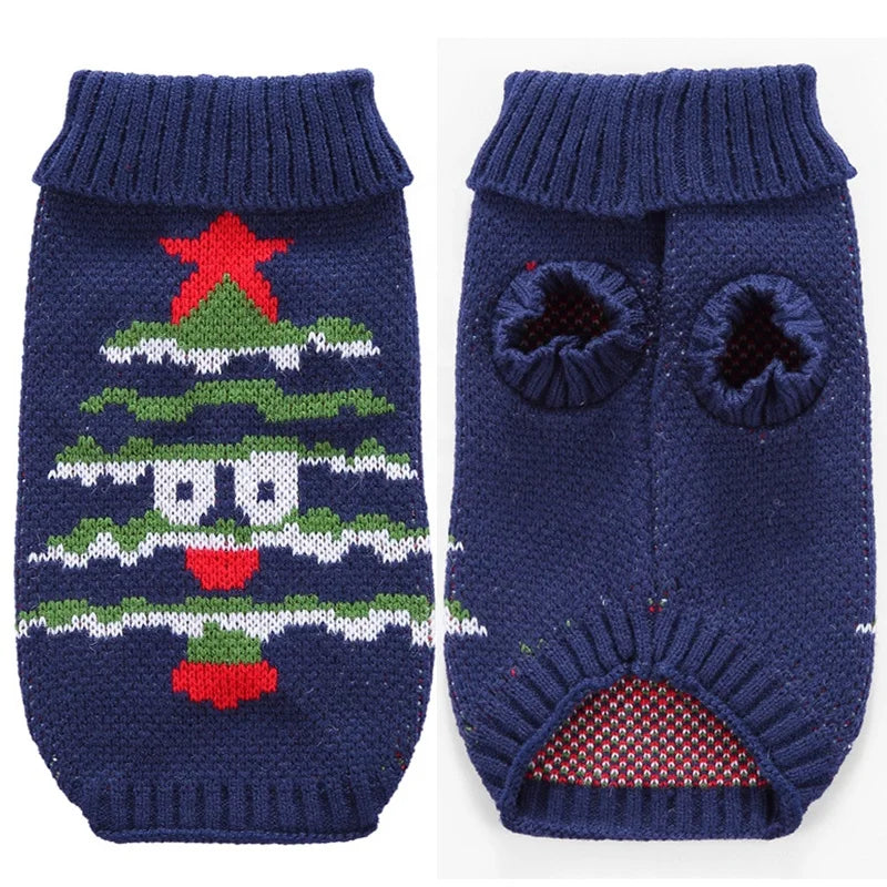Large Acrylic Traditional Dog Sweater with Festive Christmas Tree Print for Holiday Winter and Spring-Hand Wash
