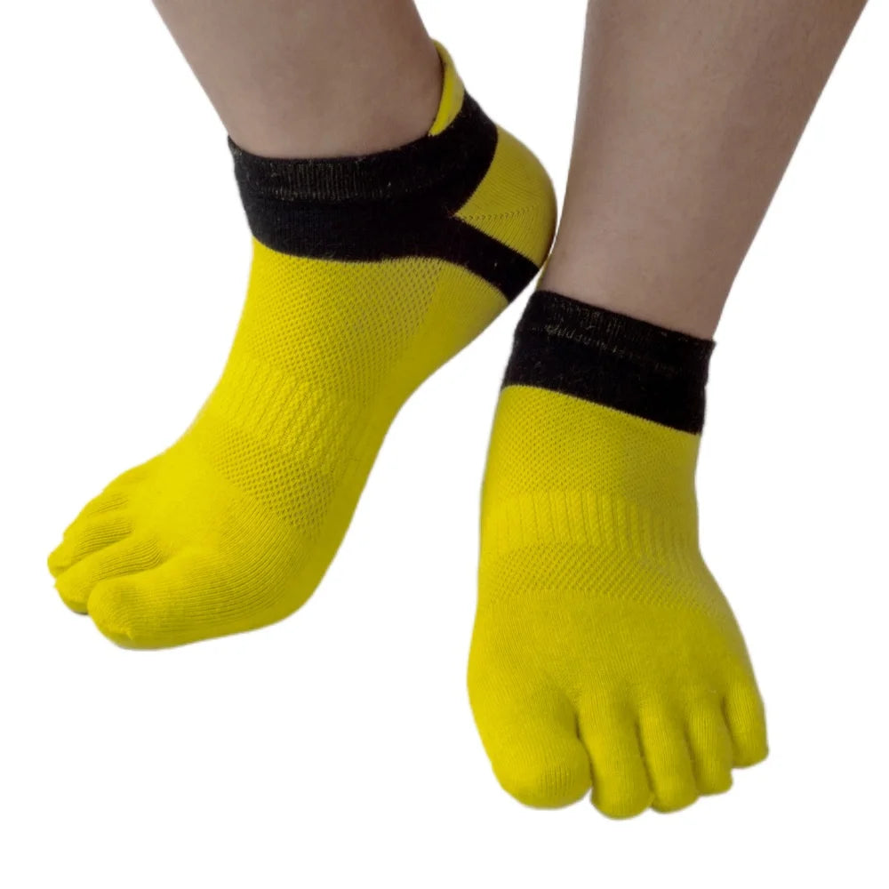 Mens Sock Finger Toe Socks Sport Ankle Mesh Cotton Short White Sock Sweat Absorbing Breathable with Fingers
