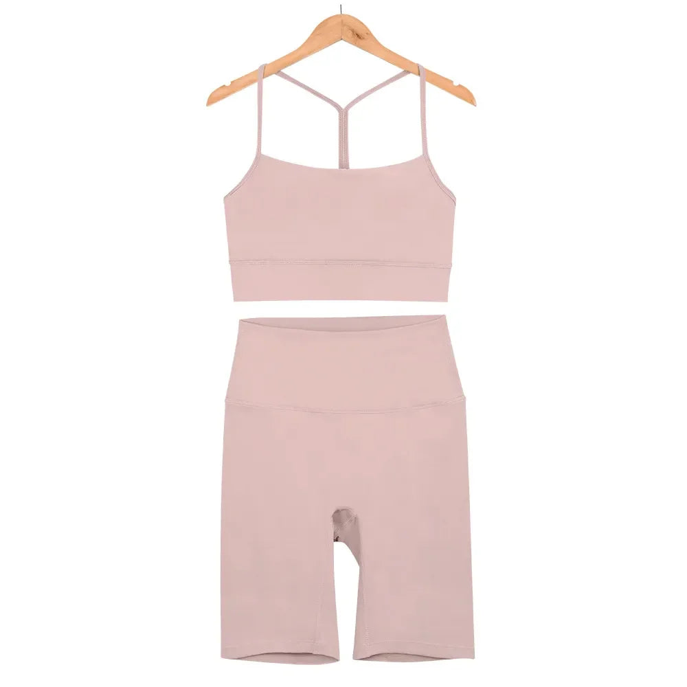 Women Yoga Sets Fitness Hotty Biker Shorts Sports Bra Vest Top High Waist Elastic Sportswear Cloth Running Workout Tracksuits