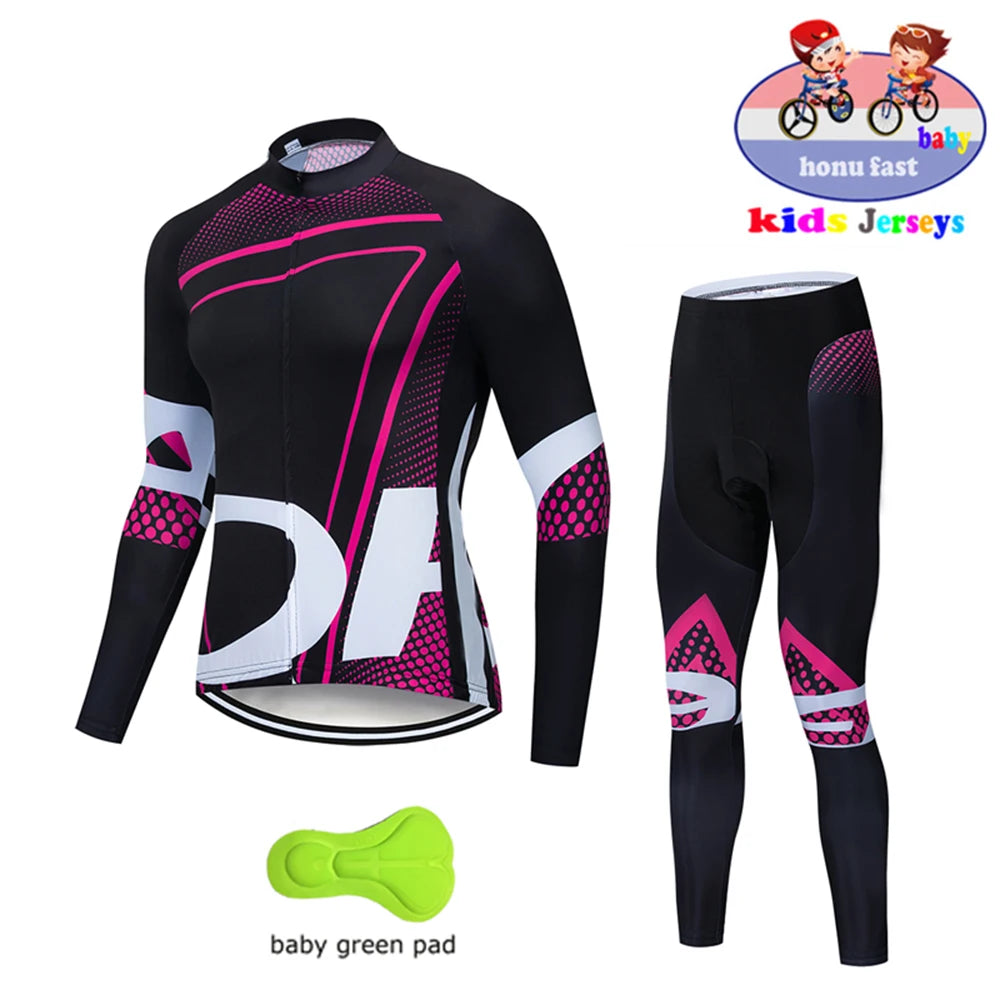 High Quality Kids Cycling Clothing Summer Kids Jersey Set Biking Long Sleeve Clothes Suit MTB Children's Cycling Wear 2021