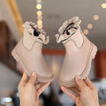 2026 Girls Boots Autumn Winter Children Boots Fashion Flower Soft Leather Warm Kids Boots Princess Girls Ankle Boots Size 22-37