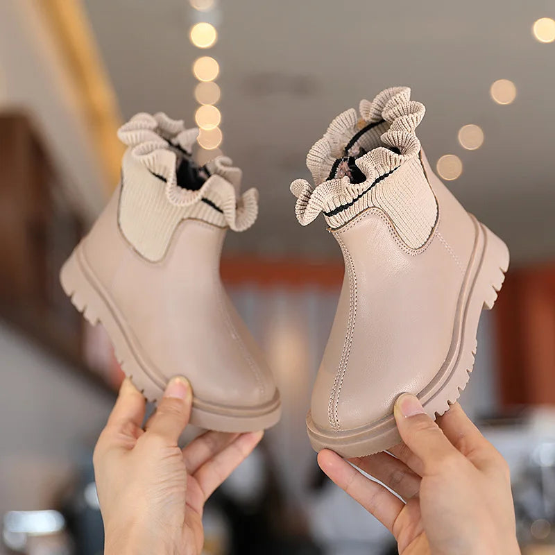 2026 Girls Boots Autumn Winter Children Boots Fashion Flower Soft Leather Warm Kids Boots Princess Girls Ankle Boots Size 22-37