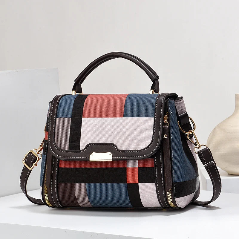 2024 New Contrast Color Small Bag Lingge Trendy Versatile One Shoulder Casual Crossbody Bag19907