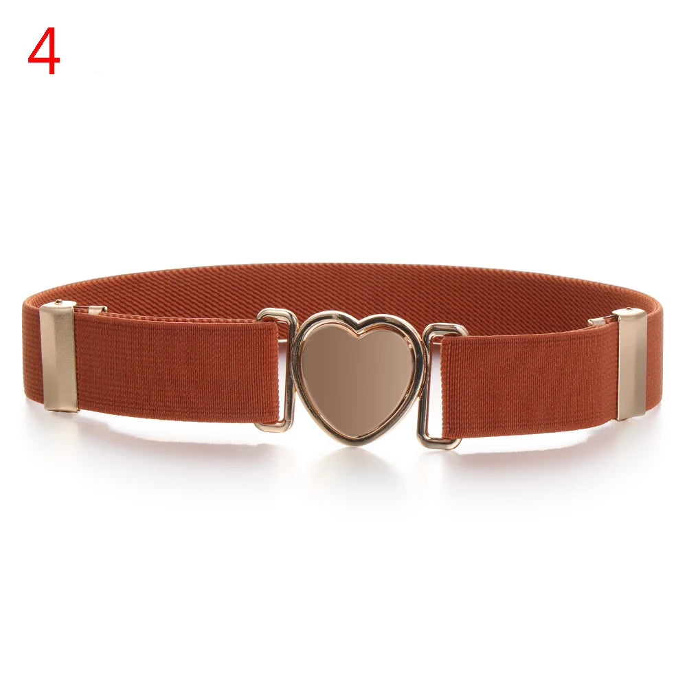 Adjustable Kids Elastic Belts Heart Belt Girl Dresses Stretch Waist Belt Multicolor Uniform Belt Clothing Decoration Accessorie