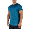 Men Camouflage Tee Shirts Polyester Gym Clothing Sports Training Tops Workout Active Wear Fitness T Shirts