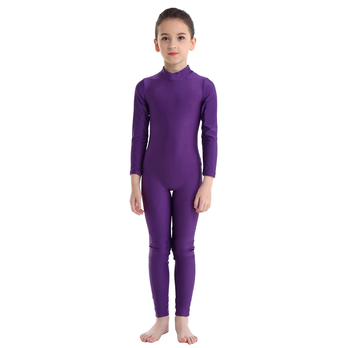 Kids Ballet Skate Dance Wear Girls Gymnastics Bodysuit Long Sleeve Bodysuit Children Jumpsuit Wear Training Performance Wear