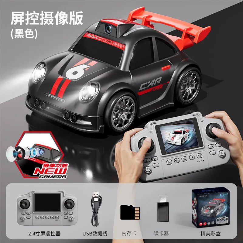 C6 Mini Racing Car Drift Interactive Toy Electric Music with Camera Screen Control Obstacle Avoidance & Indoor Use Ages 7-14