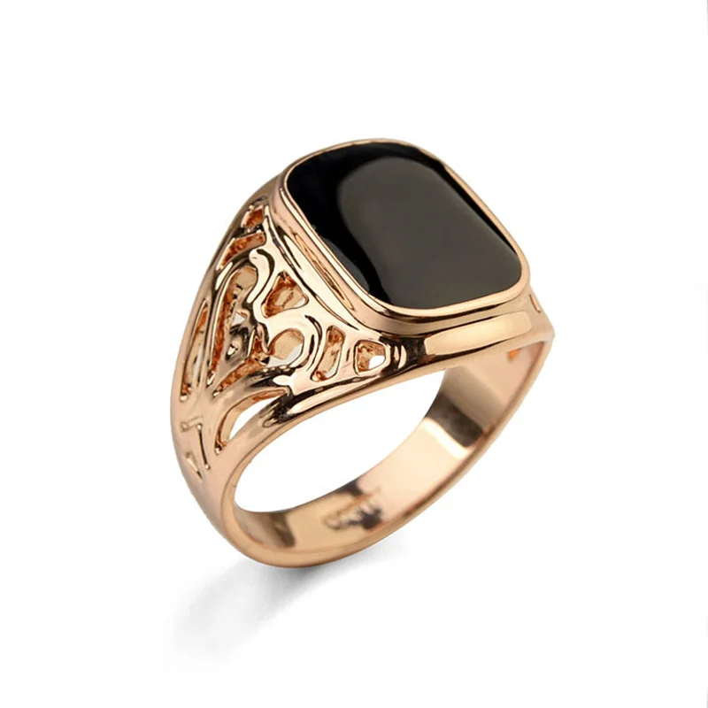 Fashion Jewelry Vintage Crystal Rings For Men Rose Gold / Silver Color Hollow Party Rings Dropshipping Wholesale Gift