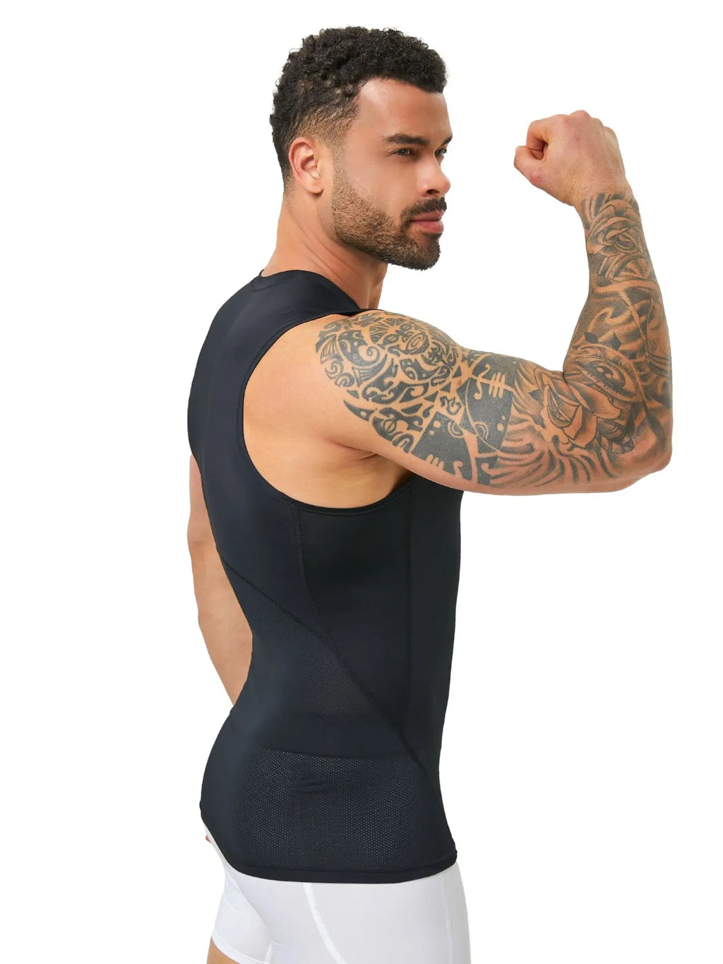 GYM Tank Top Sports Running Muscle Compression Shirt for Men Lightweight Four-Way Stretch Quick Dry Breathable Mesh Fabric Back