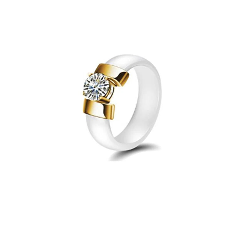 Healthy Jewelry Rings for Women Never Lose Color Made Your Finger Green Lovely Pink Ceramic Rings With Big Crystal Bling Jewelry