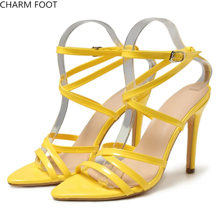 2020 Stylish Summer Yellow Party Open Toe High Heels Sandals