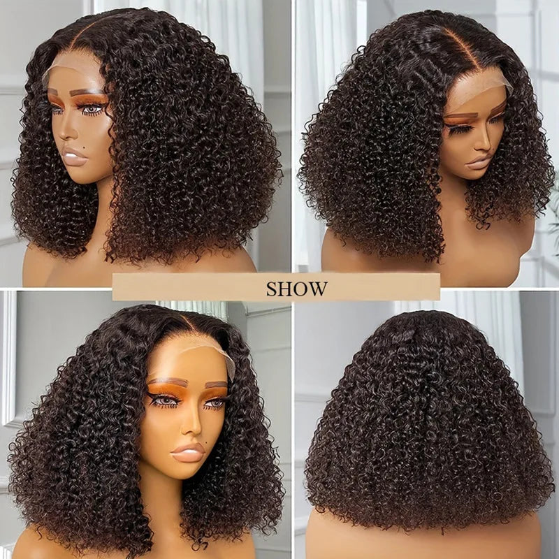 Hight Quality Kinky Curly Wave Short Bob Wig Human Hair Hd Full Lace Front Wig Vendor Raw Virgin Lace Frontal Wig