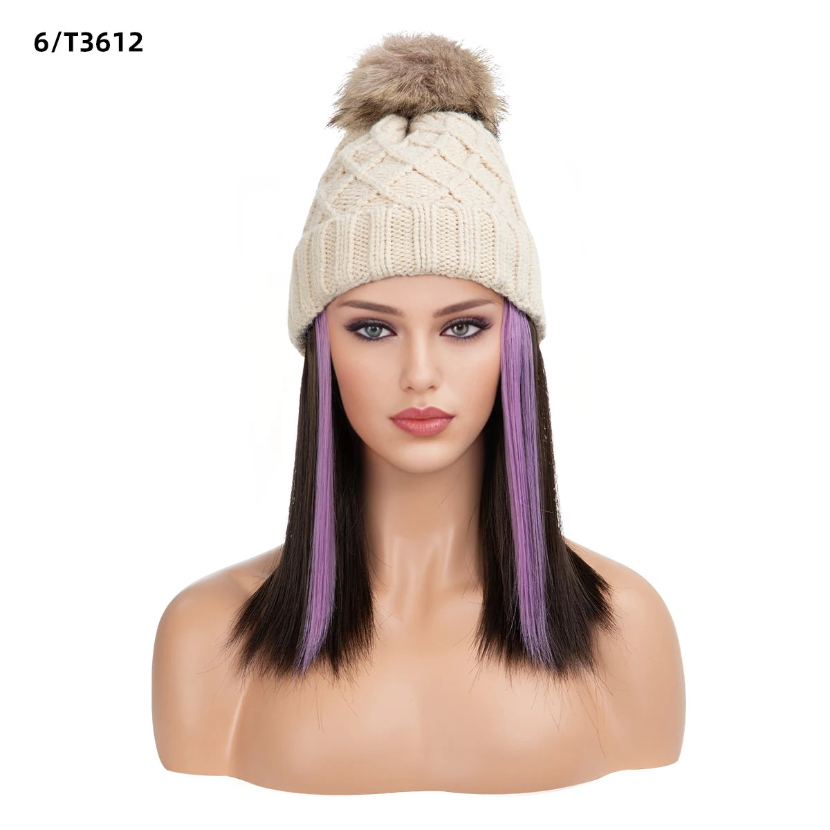Wholesale Long Winter Hot Sale Beanie Hat Synthetic Fashion Hair 10 Inch Heat Resistant Silky Straight Wave 100% High