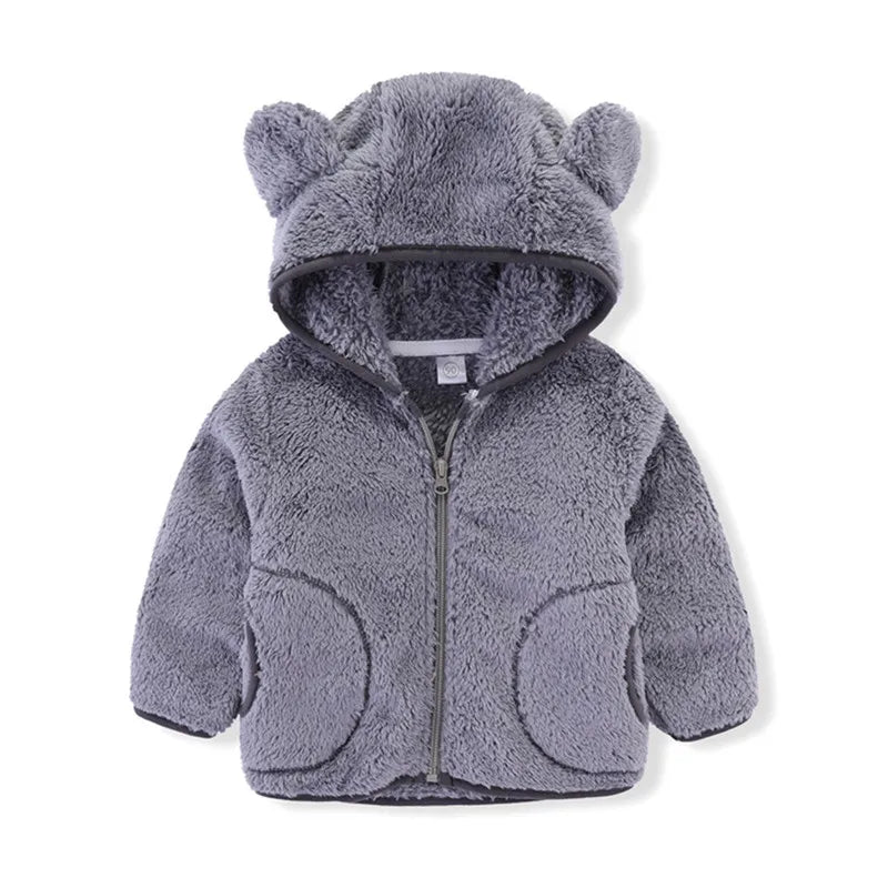 Colorful Fleece Hoodies 2-6T Long Sleeve Zipper Baby Coats for Boys & Girls Cute Hooded Jackets Kids Outerwear for Autumn Spring