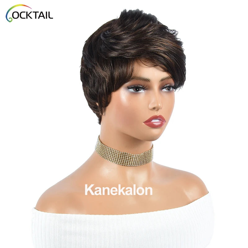 Kanekalon Fiber Short Cut Synthetic Wigs, Different Colors Synthetic Wig for Summer